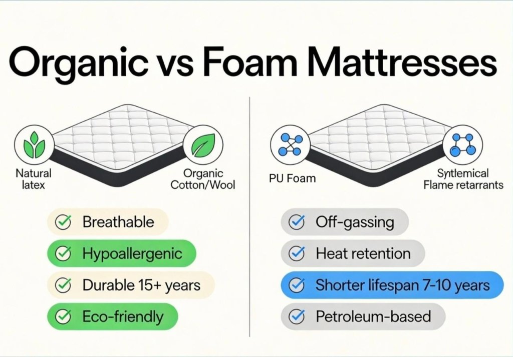 Are You Breathing Chemicals While You Sleep? Why Organic Mattresses Are the Safer Choice.
